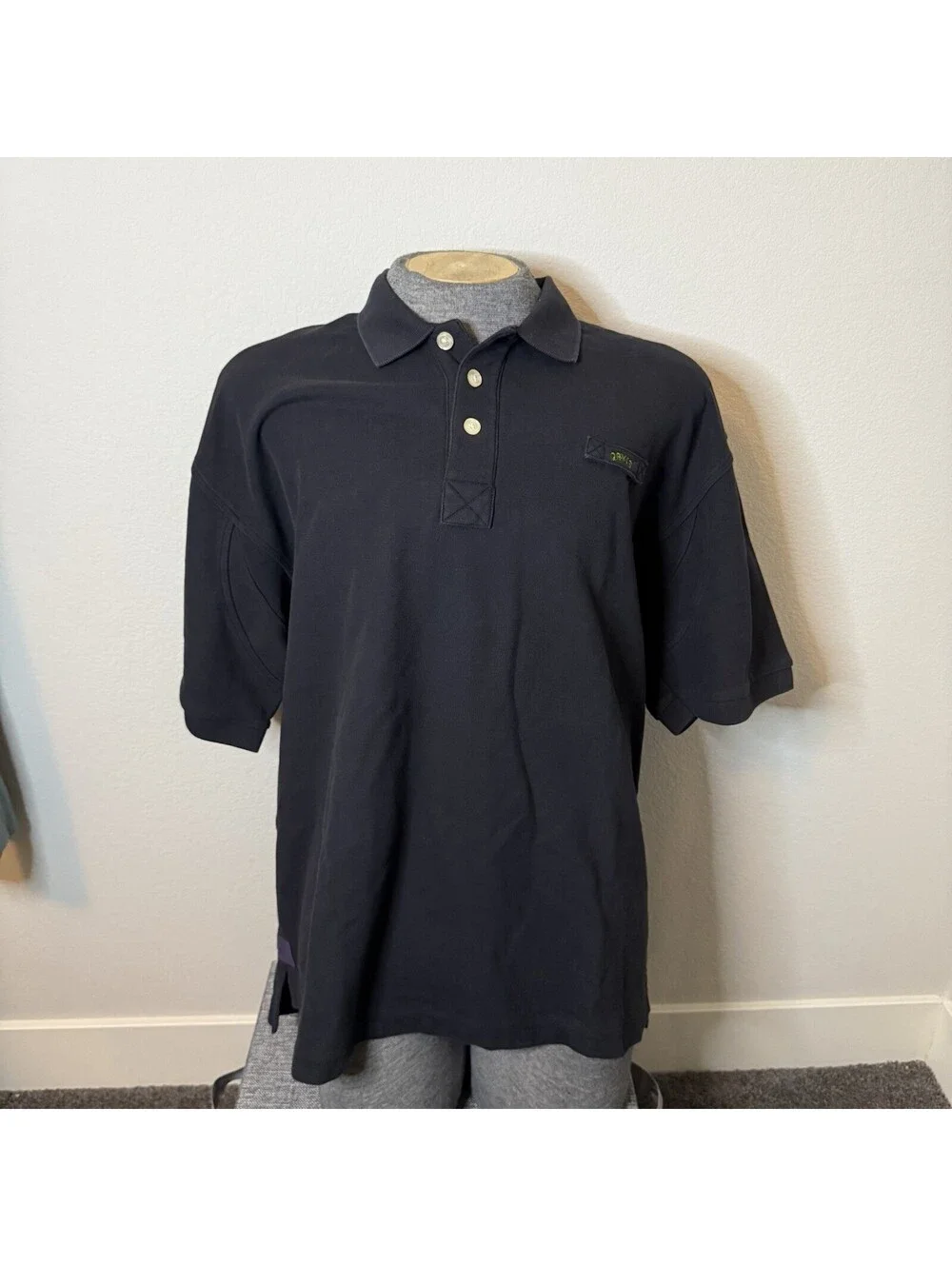 Orvis Men’s Polo Shirt XL-T Black Purple Trim 100% Cotton Fly Fishing